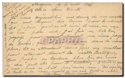 Mainz Rehpark — casa in legno in un parco boscoso con due cervi — editore Ludwig Feist, n° 6100 — Verso