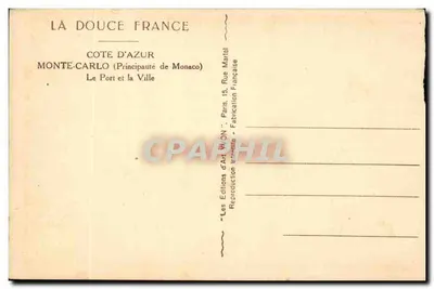 Monte-Carlo — Het Haven en de Stad — Les Éditions d'Art VON, Parijs — Achterkant