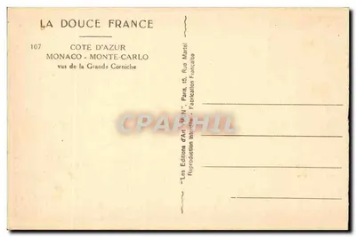Monako - Monte-Carlo — widok z Wielkiej Corniche — Yvon — Rewers