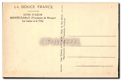 Monte-Carlo — Il Casinò e la Città — Le Editions d'Art WON, Parigi — Verso