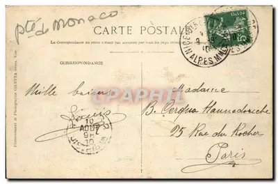 Monte-Carlo - Ogólny widok z Beausoleil - Wydawca Giletta, Nice, nr 771 — Rewers