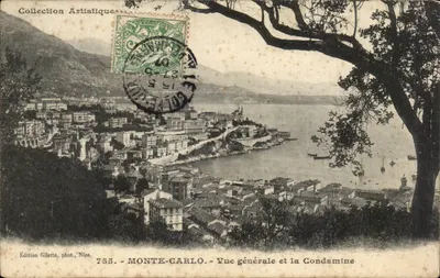 MONTE-CARLO — Vista geral e a Condamine — Edição Gilelta, fot. Nice, n° 755