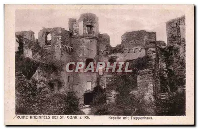 Ruínas de Rheinfels perto de St. Goar no Rh. — Capela com escada — editor não visível