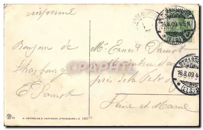 Ponte do Reno perto de Kehl — Visão da passarela e do edifício na extremidade — K.-NSTVERLAG E. HARTMANN, STRASSBURG, n° 31 — Verso