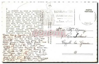 Bagnolles-de-l'Orne — Vista general de los principales establecimientos termales y turísticos — Editor: Artaud Frères, Nantes — Reverso