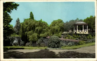 Mouscron Parc — Vista do kiosque e do lago — Artcolor Bruxelas