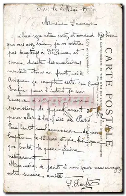 Paris — O Trocadéro — Editor não identificado, número de série não visível — Verso
