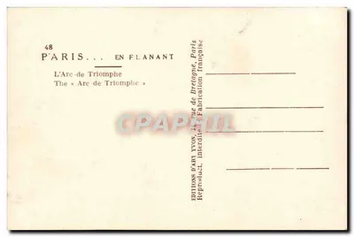 Arc de Triomphe — Paryż — Éditions d'Art Yvon — Rewers