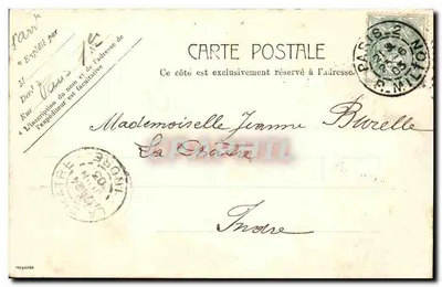 Paris - Rue Castiglione — vista da rua com arquitetura clássica e carruagem — editor anônimo, n° 5070 — Verso