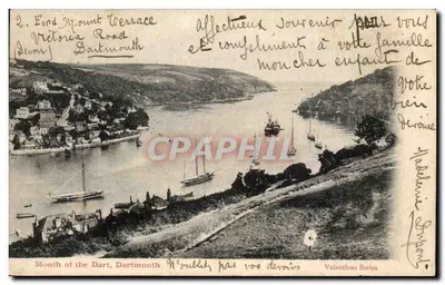 Mouth of the Dart, Dartmouth — Widok portu z łodziami — Seria Valentines, wydawca anonimowy