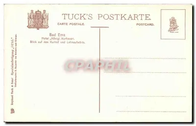 Bad Ems — Hotel «Königl. Kurhaus» — Tuck's Postkarte — Rewers