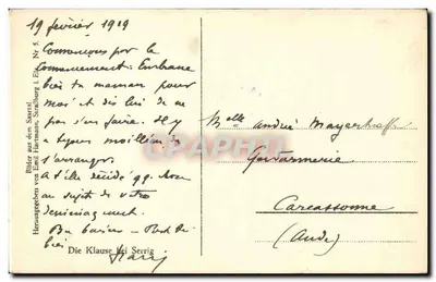 La Klause bei Serrig — widok góry z ruinami — wydawca Emil Hartmann, Strasbourg, nr 5 — Rewers