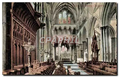 Interior da catedral de Salisbury — vista da nave — Série Valentine's