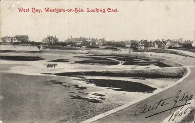 West Bay, Westgate-on-Sea — vista oriental — carta postal datada 1906
