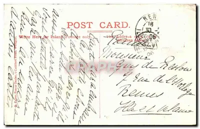 West Bay, Westgate-on-Sea — vista oriental — carta postal datada 1906 — Verso