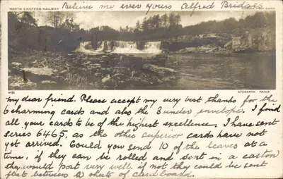 Cascata de Aysgarth — North Eastern Railway — Carta Postal N°31 — Alfred Bridges