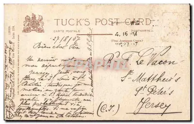 Londres. A Torre de Londres vista do rio — Tuck's Post Card, série 2174 — Verso