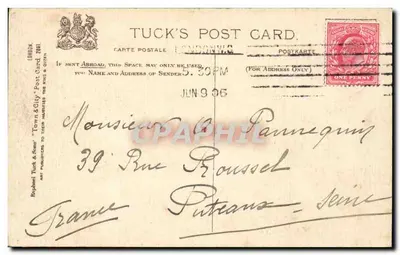 Hampton Court — widok zamek i basen — Tuck's Post Card — Rewers