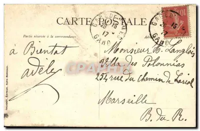 Uma Lembrança de Nîmes — Carte postale illustrée avec pâquerettes et ruban tricolore — editée par J.B. Talalot, Paris-Bordeaux — Verso