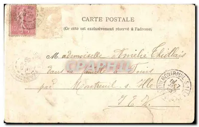 Castillo de Bellevue — Habitación donde se firmó la rendición de Sedán, el 2 de septiembre de 1870 — Fot. Rossillon, Chaussée de Balan, Sedán. Ed. Genin, Sedán. — Reverso