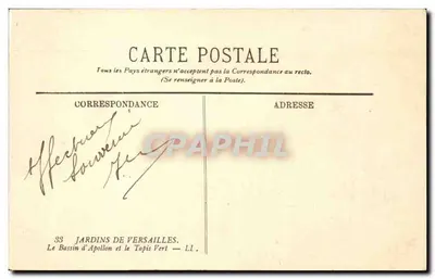 Giardini di Versailles — Il Bacino di Apollo e il Tappeto Verde — Editore LL, n°33 — Verso