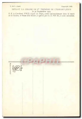 Delante de la Caza de Santa Teresina del Niño Jesús — pintura de C. de L. — Copyright 1925 — Reverso