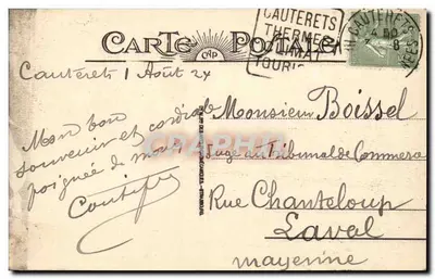 Cauterets — Spadzista Cerisey — wydawca nieznany, nr serii 73 — Rewers