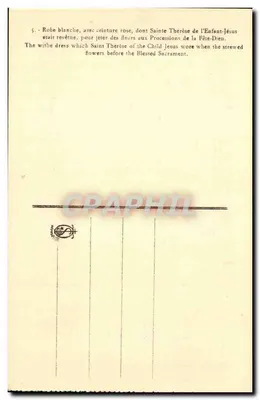 Vestido de Santa Têrêsa da Criança-Jesu — vestido branco com cinto rosa — editor não visível — Verso