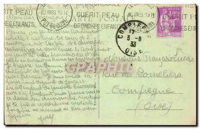 La Bourboule — Boulevard Clemenceau — A Igreja e Rocha das Fadas — Idsal, n°3025 — Verso