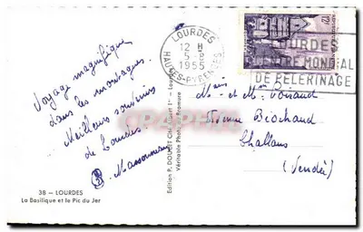 Lourdes — A Basílica e o Pic du Jer — Edição P. DOUDET Cité Albert Ier — Verso