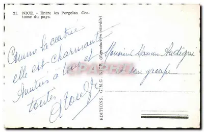 Nice — Entre as pergolas. Traje do país — Edições G.M.C. NICE, n°21 — Verso