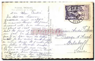 Vista geral sobre o castelo — Thouars — edição A Coruja — Verso