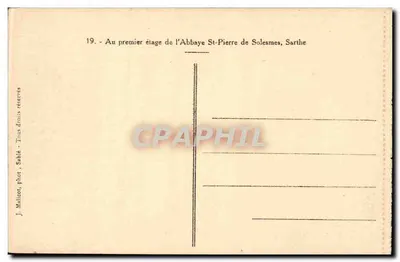 Corredor da abadia St-Pierre de Solesmes — Sarthe — J. Malicot, fot. Sable — Verso
