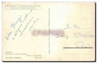 Gorce — Panorama z szczytu Turbacza — Fot. T. i S. Zwoliński, seria B-112126 — Rewers