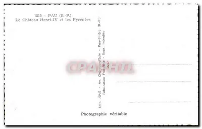 Castelo Henri-IV em Pau — Pirineus — Editor JOVE — Verso