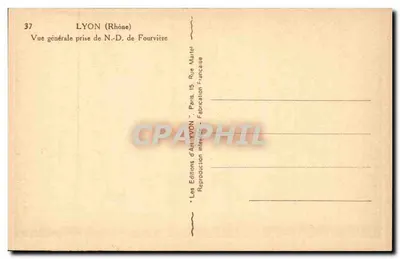 Lyon (Rhone) — Ogólny widok z N.-D. de Fourvière — Les Éditions d'Art YVON, Paryż — Rewers