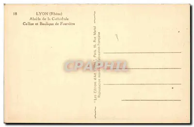 Lyon (Rhône) — Absydę Katedry, Wzgórze i Bazylikę Fourvière — Wydawnictwo Sztuki 'LYON', Paryż — Rewers