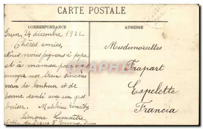 Irún — Widok z Hendaye — Wydawnictwo La Rénovatrice, Bayonne — Rewers