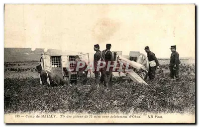 Camp de MAILLY — Tiro das peças de 75 m/m com explosão de obus — ND Phot.