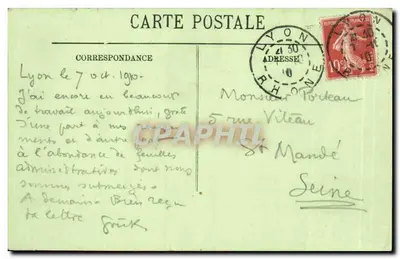 Lyon — Praça dos Terreiros — Fonte Bartholdi e o Hotel de Ville — LL. — N° 253 — Verso