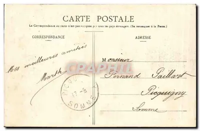 Montdidier — widok z 1740 roku, według starożytnej rzeźby — Librairie L. Vallée, wydawca — Rewers