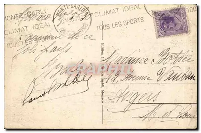 Monte-Carlo — Entrée du Port et vue sur le Tir-aux-Pigeons — Édition 19, Imprimerie du Monaco — Verso