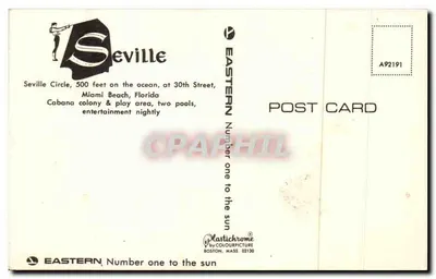 Hôtel Seville — Miami Beach, Florida — Eastern Postcard Number A92191 — Rewers