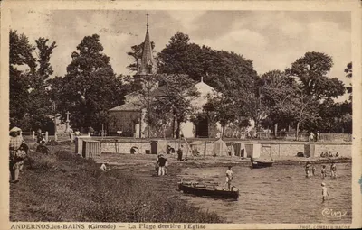 ANDERNOS-les-BAINS (Gironde) — A Praia atrás da Igreja — Fot. Combier Maçon