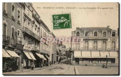 Cholet — A rua Nacional e o grande Café — Editor não identificado, n° 941