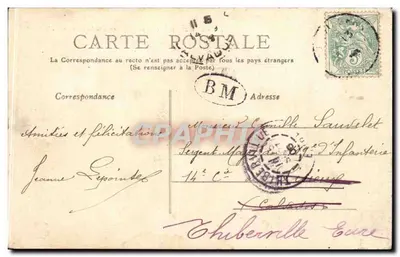 Montmédy-Bas — a Caserna, a Gendarmeria, a Praça — editor desconhecido, número de série não visível — Verso