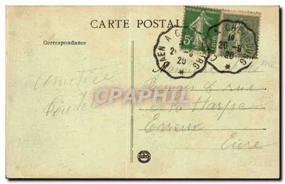 Arromanches - Najświętsza Pani Maryja z Młynów — figura na kamiennej podstawie — wydawca C.P.B. nr 77 — Rewers