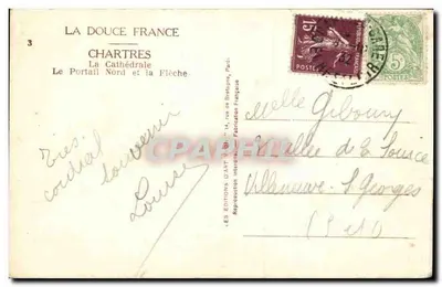 Chartres — Katedra, Portal Północny i Strzałka — Wydawnictwo Éditions D'Art Yvon, Paryż — Rewers