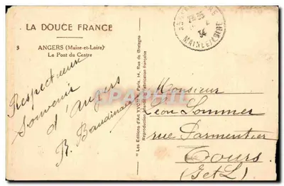 Angers — De Brug in het Midden — Les Éditions d'Art Yvon, Parijs — Achterkant