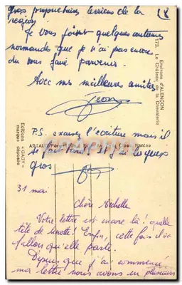 O Castelo da Chavalerie — Arredores de Alençon — Edições Gaby, Nantes — Verso